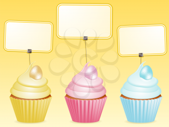 Royalty Free Clipart Image of Cupcakes and Labels